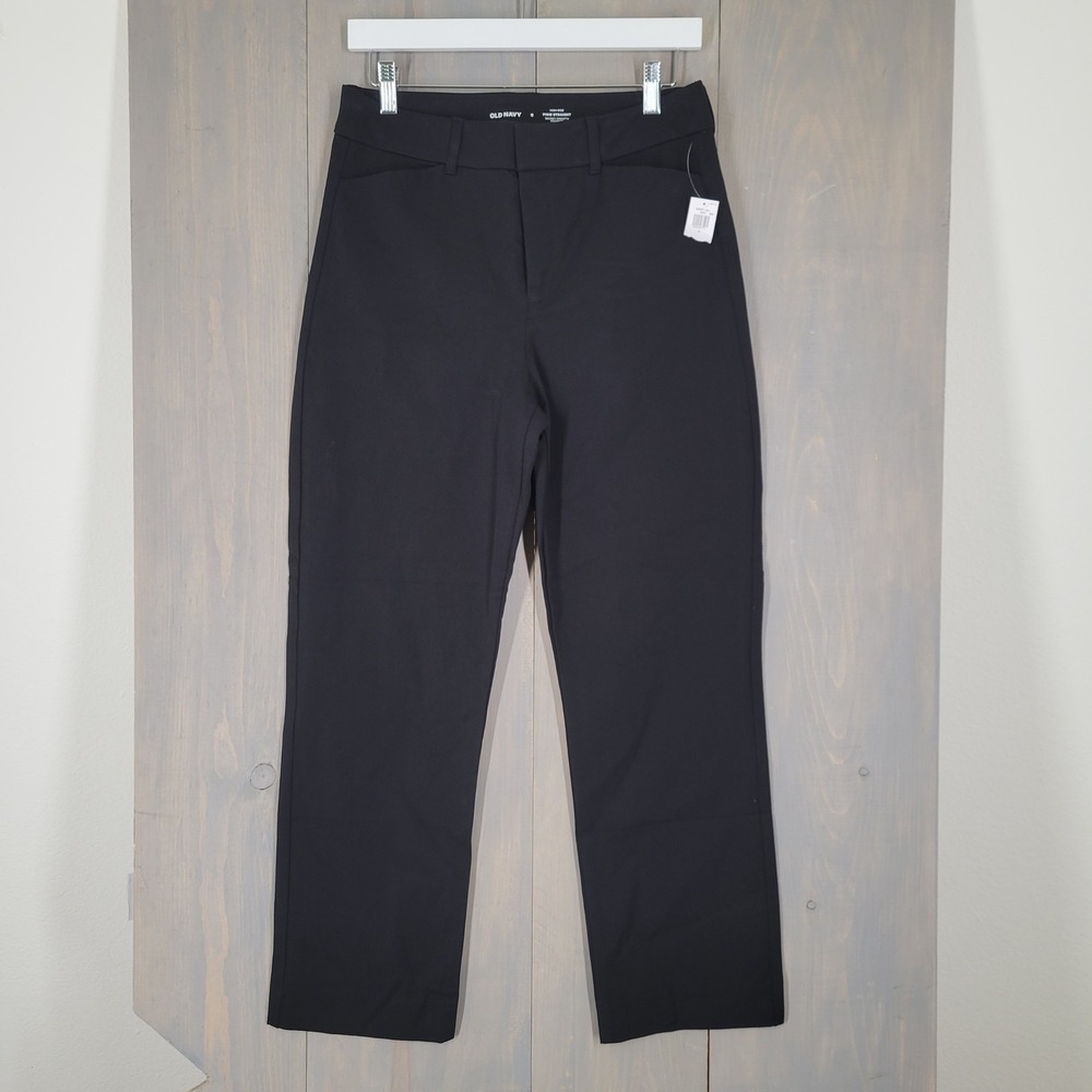 Old Navy Pixie Straight Pants Women 8 Black High Rise Secret-Smooth Pockets